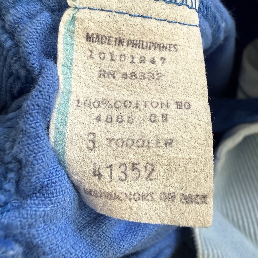 Vtg Country Farm Corduroy Overalls Boys 3 Blue Jon Jon Barn Apple 1980's Set - Picture 7 of 11